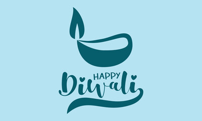 Obraz premium Calligraphy letter design concept of Happy Diwali/Deepavali with light lamp. Festival design vector illustration.