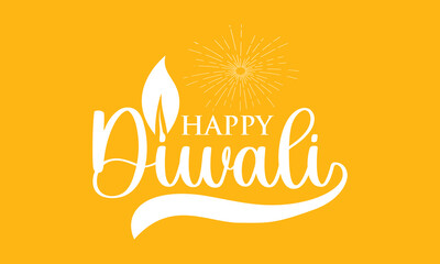 Calligraphy letter design concept of Happy Diwali/Deepavali with light lamp. Festival design vector illustration.