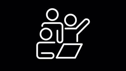Animated collab white linear icon. Working together on project. Team performance. Cooperation. Seamless loop 4k video with alpha channel on transparent background. Motion graphic design for night mode
