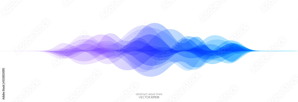 Aufkleber abstract motion sound wave equalizer colorful gradient purple blue isolated on white background. vec