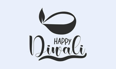 Cultural calligraphy design concept of Happy Diwali/Deepavali with lamp. Festival design vector illustration.