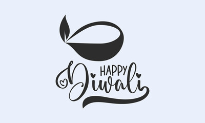 Happy Diwali/Deepavali Calligraphy letter design concept. Festival design vector with Diwali lamp.
