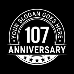 Fototapeta premium 107 years anniversary logo design template. Vector illustration 