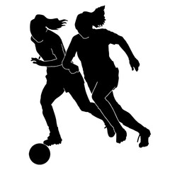female soccer player silhouette on white background