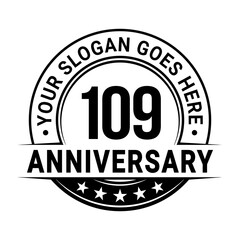109 years anniversary logo design template. Vector illustration	