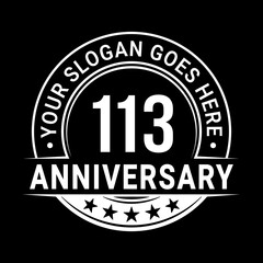 113 years anniversary logo design template. Vector illustration	