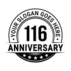 116 years anniversary logo design template. Vector illustration	