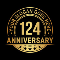 124 years anniversary logo design template. Vector illustration	