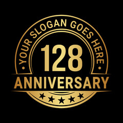 128 years anniversary logo design template. Vector illustration	
