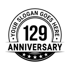 129 years anniversary logo design template. Vector illustration	