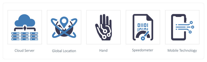  cloud server, global location and hand