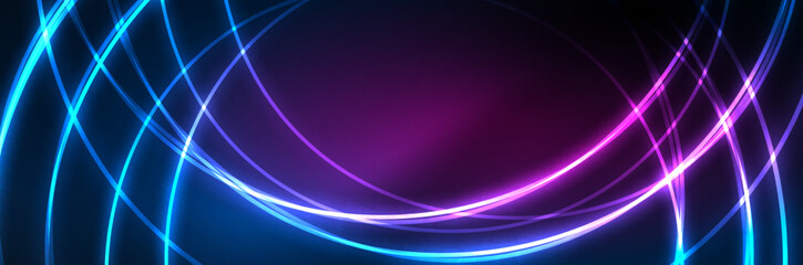 Neon glowing fluid wave lines, magic energy space light concept, abstract background wallpaper design