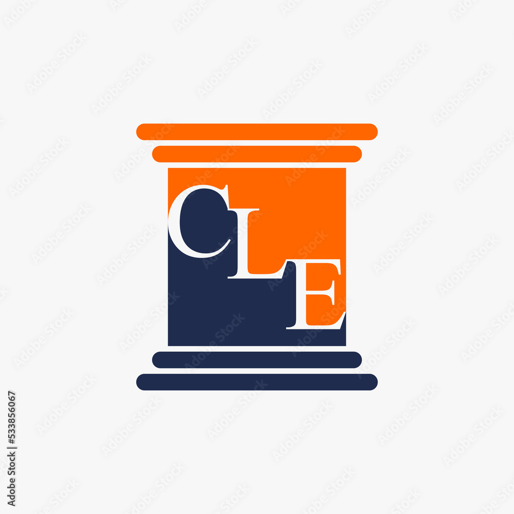 Poster unique letter or word cle serif font from top to bottom on building support or pillar image graphic 