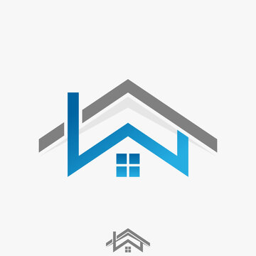 Simple and unique double roof house top down with letter or word W font image graphic icon logo design abstract concept vector stock. Can be used as symbol related to initial or property