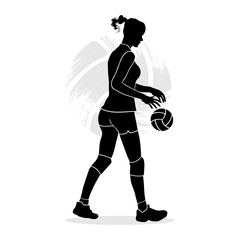 Female volleyball player silhouette isolated on white background