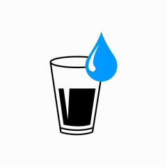 Glass and flowing water icon. Water Icon Logo Design Vector Template