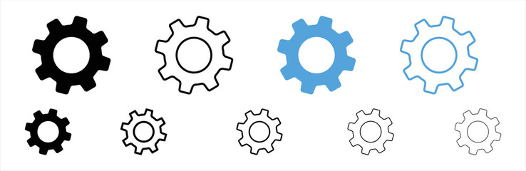 Gear setting icon set. Cog wheel icon. Gear wheel icon for apps and websites. Vector illustration. 