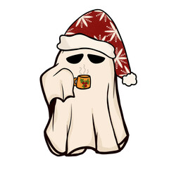Retro Ghost Christmas PNG Graphic