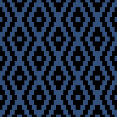 black and blue repetitive background. classic abstract geometric ornament. vector seamless pattern. fabric swatch. wrapping paper. continuous print. design element for home decor, linen, textile