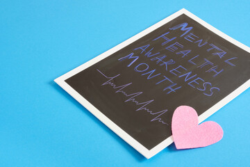 mental health awareness month concept, inscription on board
