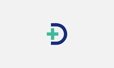 Letter D Cross Medical logo, cross icon with letter D combination