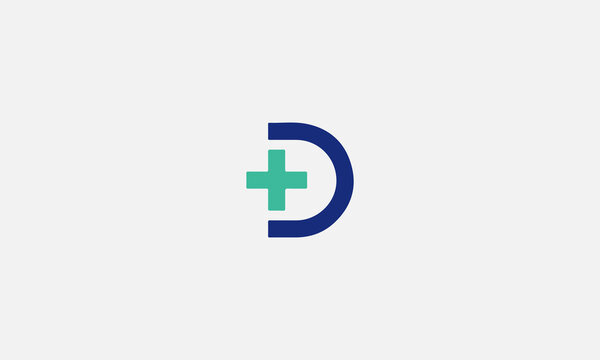 Letter D Cross Medical logo, cross icon with letter D combination