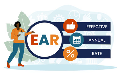EAR - effective annual rate. acronym business concept. vector illustration concept with keywords and icons. lettering illustration with icons for web banner, flyer, landing page