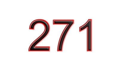 red 271 number 3d effect white background