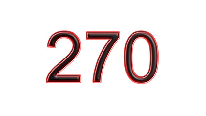 red 270 number 3d effect white background