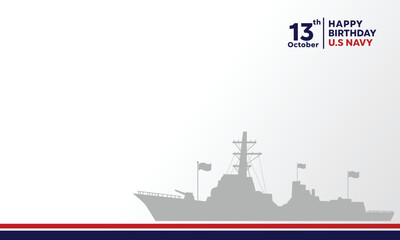 Obraz premium Us navy birthday on october 13th white background with copy space