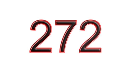 red 272 number 3d effect white background