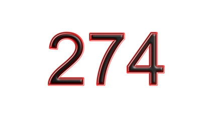 red 274 number 3d effect white background