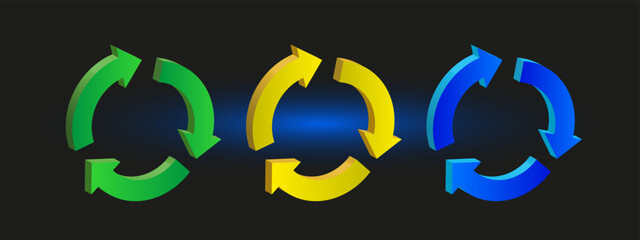 Vector set of recycling icons, symbol, logo. 3d illustration.
