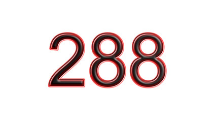 red 288 number 3d effect white background