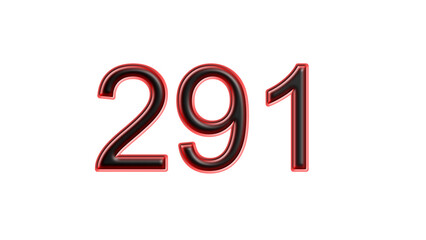 red 291 number 3d effect white background