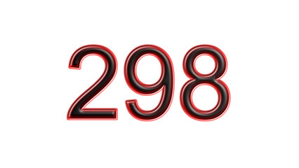 red 298 number 3d effect white background
