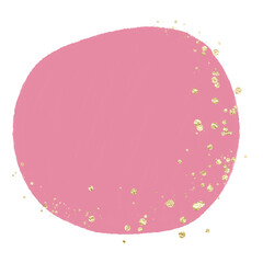 Abstract pink round shape watercolor hand drawn with gold glitter illustration