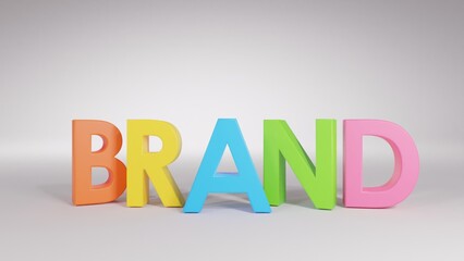 3D Rendering colors Word Brand on white background