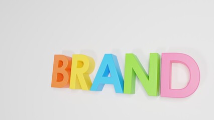 3D Rendering colors Word Brand on white background