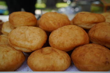 Fried traditional Kazakh dough dish - baursaks