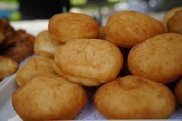 Fried traditional Kazakh dough dish - baursaks