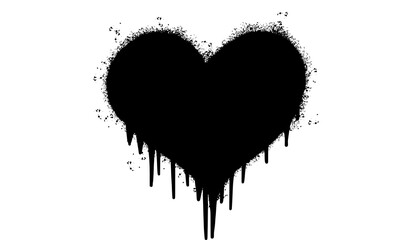 Spray Painted Graffiti heart icon Word Sprayed isolated with a white background. graffiti font love icon with over spray in black over white. Vector illustration.