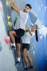 close up of a wall climbing trainer