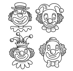Set of Hand Drawn Doodle clown