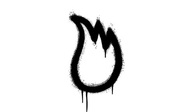 Spray Painted Graffiti Fire flame icon Sprayed isolated with a white background. graffiti Fire flame icon with over spray in black over white. Vector illustration.