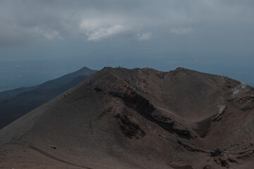 View of the Etna volcano crater in Sicily