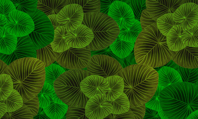 Naklejka na ściany i meble Green tropical leaves pattern abstract spring nature wallpaper design background