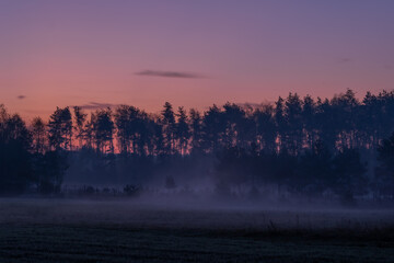 Autumn, misty morning and sunrise in the countryside © Pawel 