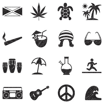 Jamaica Icons. Black Scribble Design. Vector Illustration.