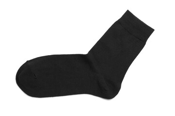 New black sock isolated on white, top view
